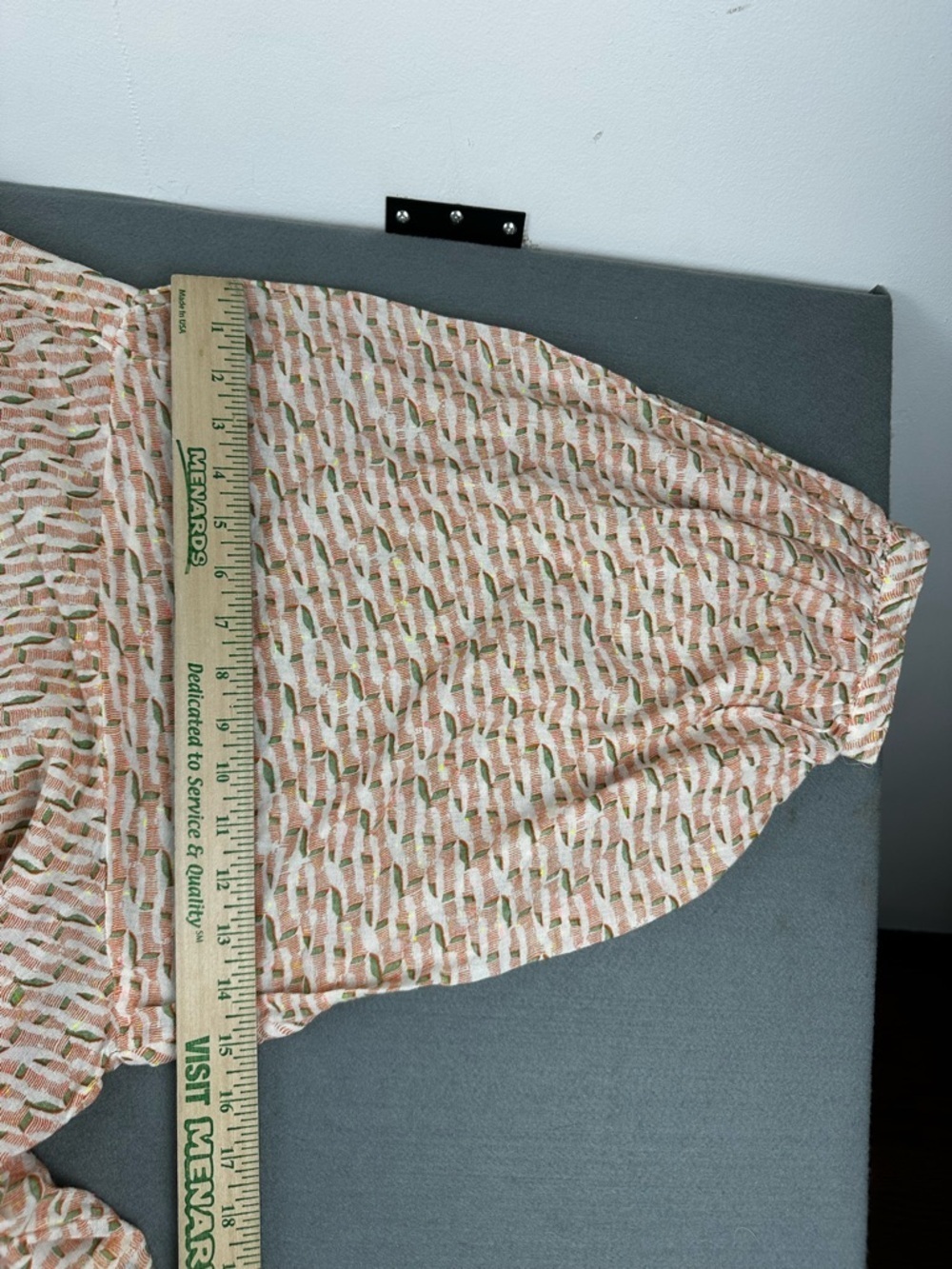 Maeve Anthropologie Cotton Puff Sleeve Button Down Tunic Orange Cream Green M - Picture 4 of 8